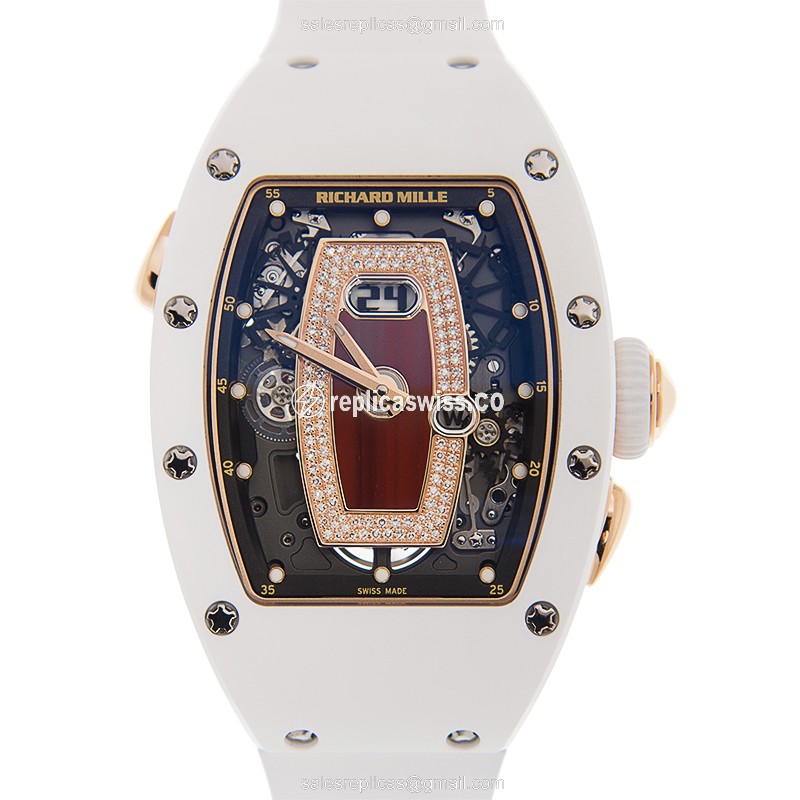 Richard Mille RM037 Replica - Auto - Ceramic - White Strap - Luxury Richard Mille Replica Watch